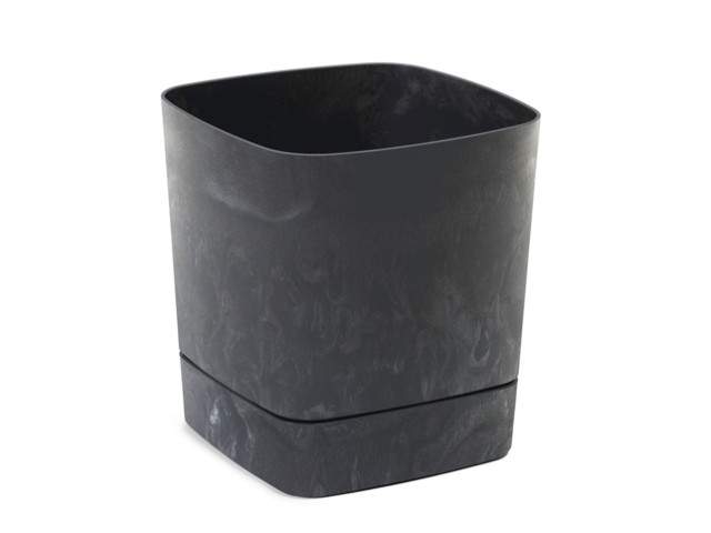 Maceta con plato "CLIMA" color negro efecto cemento 30 × 30 cm · plástico