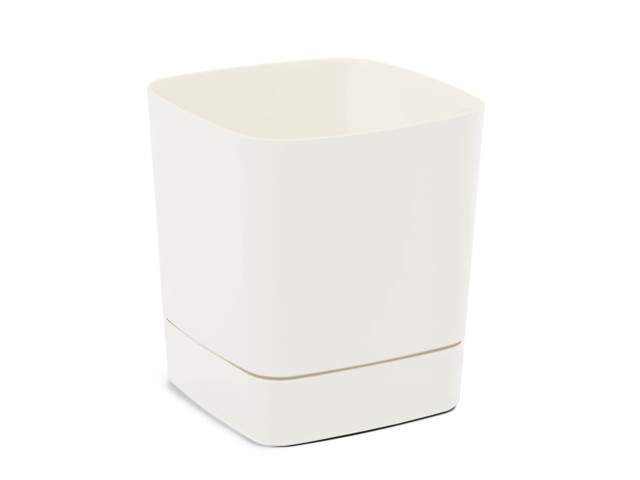 Maceta con plato "CLIMA" color crema 34 × 34 cm · plástico reciclado