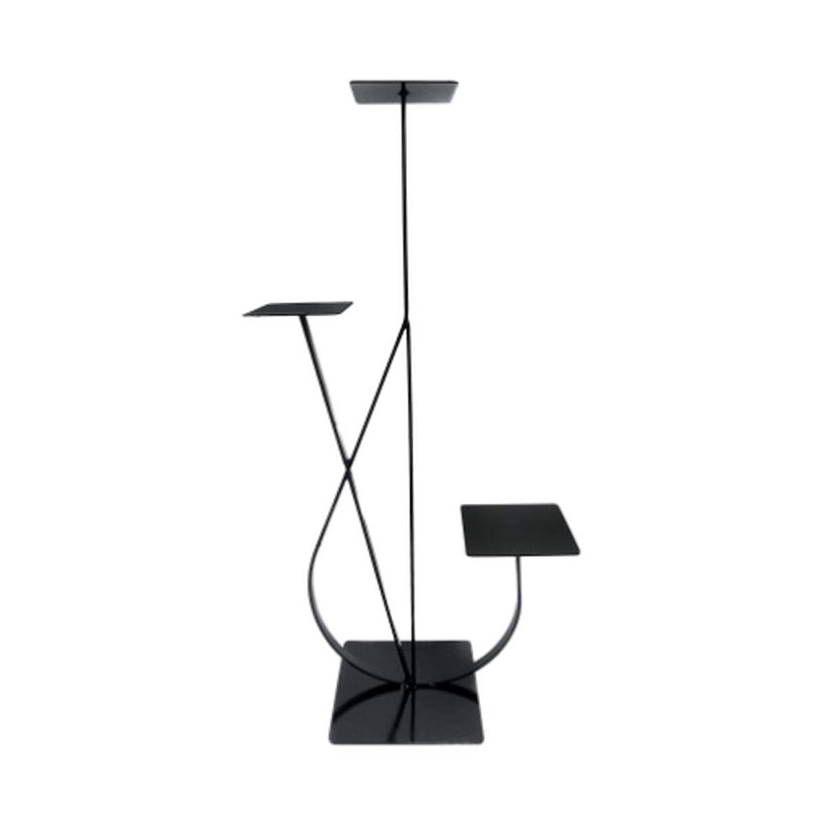 Soporte metálico de tres bandejas negro – 80 cm